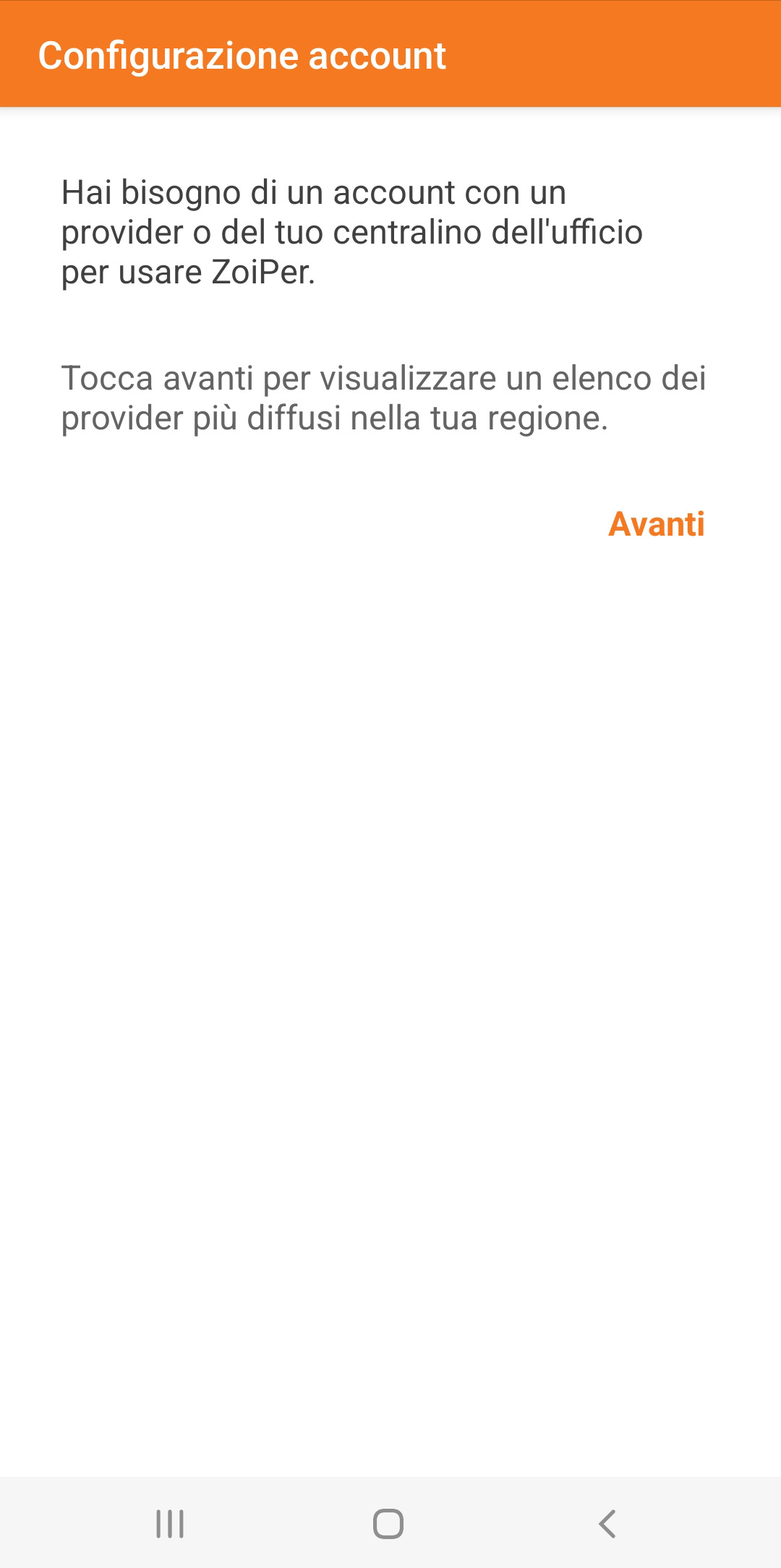 Visualizzazione lista dei provider