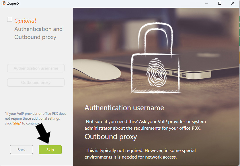 Authentication username